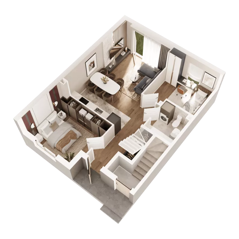 3 pokoje, mieszkanie 51,33 m², parter, oferta nr 17, Boska Pabianicka, Łódź, Górna, ul. Pabianicka 296