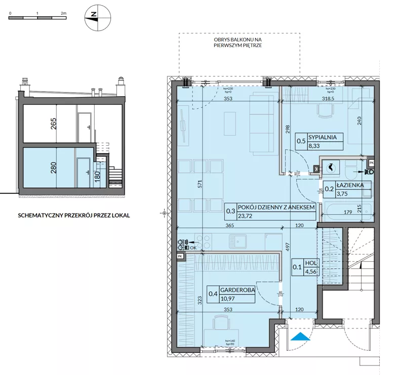 3 pokoje, mieszkanie 51,33 m², parter, oferta nr 17, Boska Pabianicka, Łódź, Górna, ul. Pabianicka 296