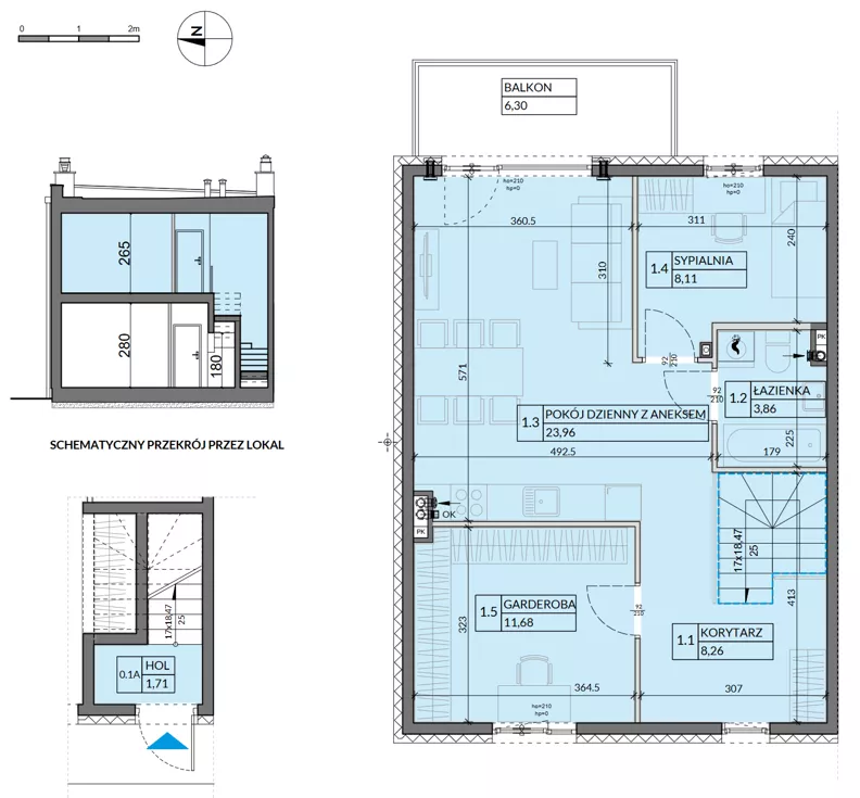 3 pokoje, mieszkanie 60,99 m², piętro 1, oferta nr 18, Boska Pabianicka, Łódź, Górna, ul. Pabianicka 296