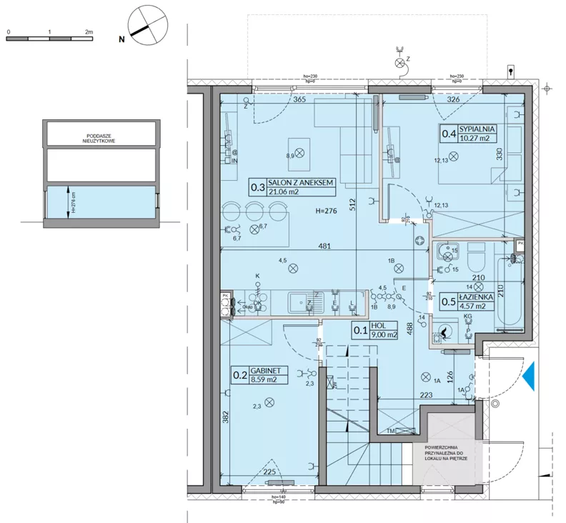 3 pokoje, mieszkanie 53,49 m², parter, oferta nr 62A, Domy na Witosa - etap 2B, Radzymin, ul. Wincentego Witosa