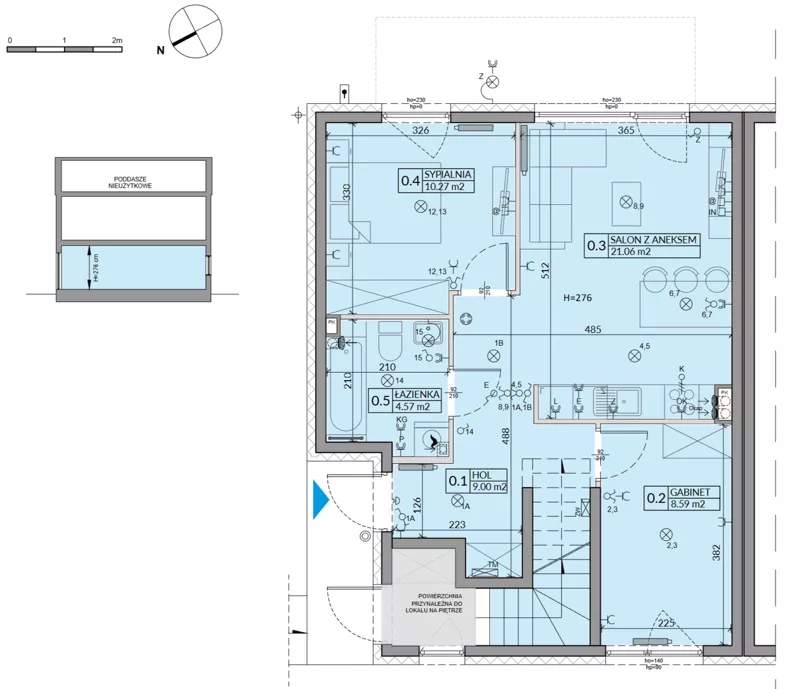 3 pokoje, mieszkanie 53,49 m², parter, oferta nr 65A, Domy na Witosa - etap 2B, Radzymin, ul. Wincentego Witosa