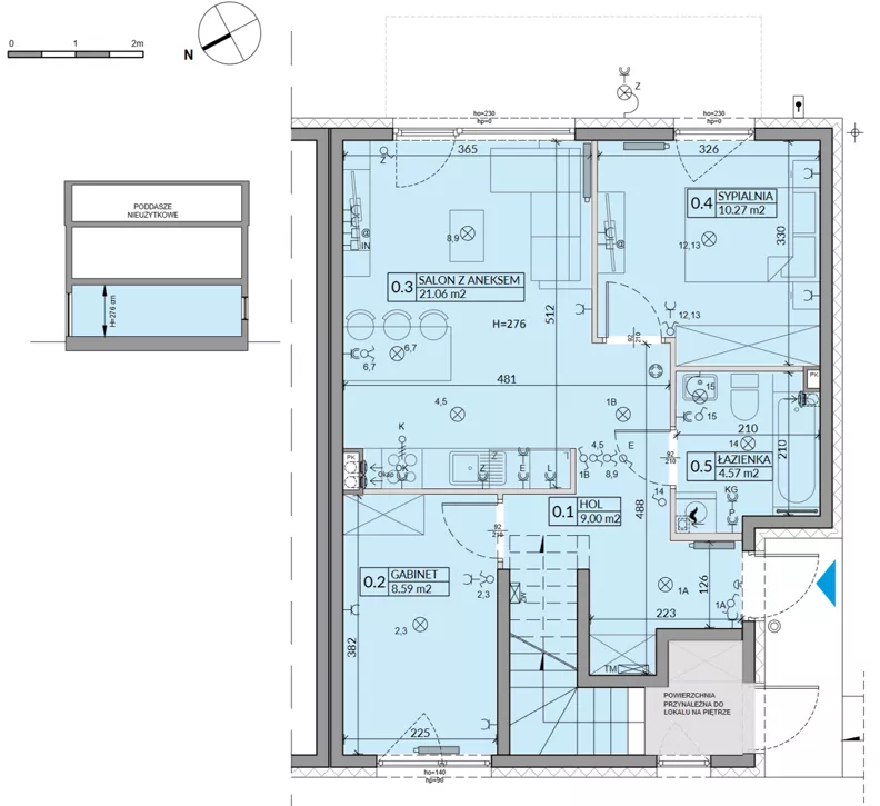 3 pokoje, mieszkanie 53,49 m², parter, oferta nr 66A, Domy na Witosa - etap 2B, Radzymin, ul. Wincentego Witosa