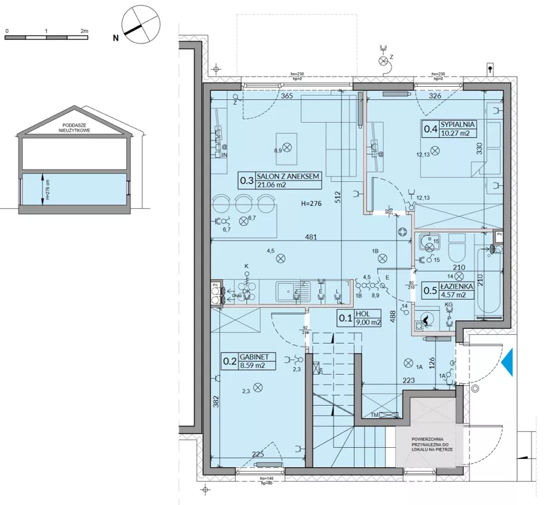 3 pokoje, mieszkanie 53,49 m², parter, oferta nr 68A, Domy na Witosa - etap 2B, Radzymin, ul. Wincentego Witosa