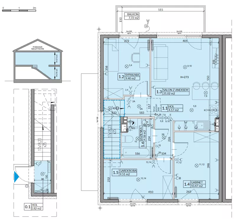 4 pokoje, mieszkanie 64,03 m², piętro 1, oferta nr 17B, Domy na Witosa - mieszkania, Radzymin, ul. Wincentego Witosa