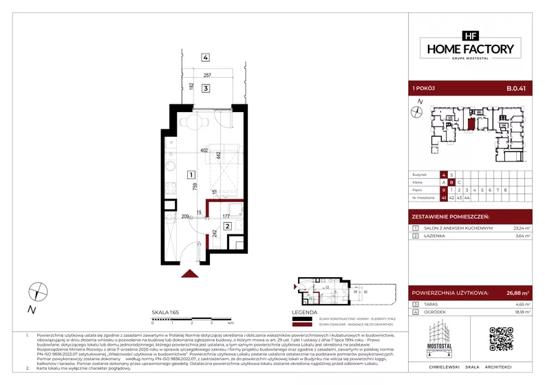 1 pokój, mieszkanie 26,88 m², parter, oferta nr B.0.41, Home Factory etap IV, Warszawa, Praga Północ, Pelcowizna, ul. Kotsisa