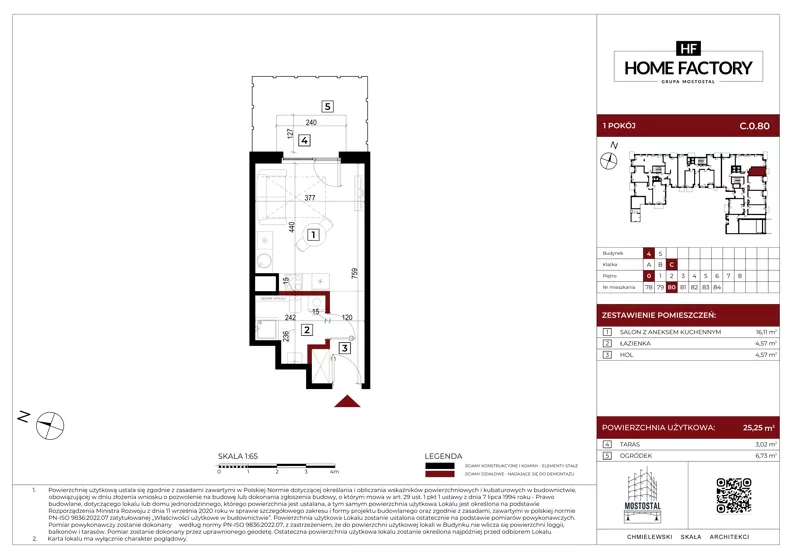 1 pokój, mieszkanie 25,25 m², parter, oferta nr C.0.80, Home Factory etap IV, Warszawa, Praga Północ, Pelcowizna, ul. Kotsisa