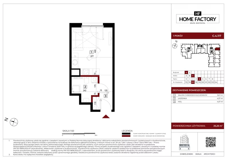 1 pokój, mieszkanie 25,25 m², piętro 4, oferta nr C.4.117, Home Factory etap IV, Warszawa, Praga Północ, Pelcowizna, ul. Kotsisa