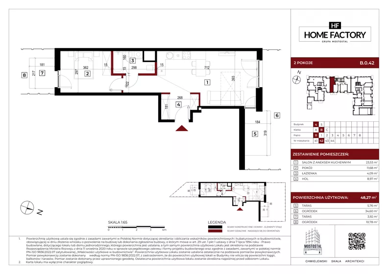 2 pokoje, mieszkanie 48,27 m², parter, oferta nr B.0.42, Home Factory etap IV, Warszawa, Praga Północ, Pelcowizna, ul. Kotsisa
