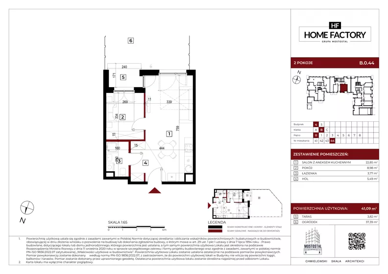 2 pokoje, mieszkanie 41,09 m², parter, oferta nr B.0.44, Home Factory etap IV, Warszawa, Praga Północ, Pelcowizna, ul. Kotsisa