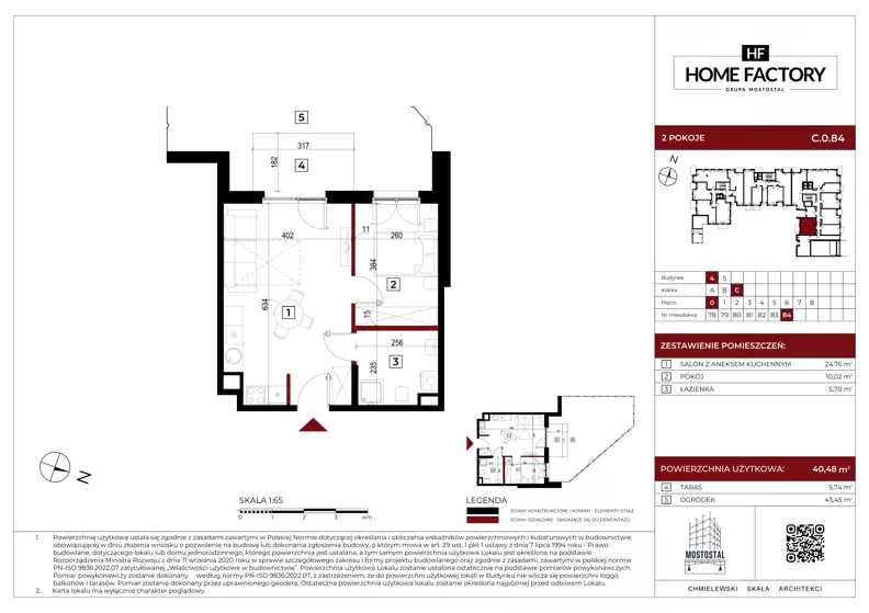 2 pokoje, mieszkanie 40,48 m², parter, oferta nr C.0.84, Home Factory etap IV, Warszawa, Praga Północ, Pelcowizna, ul. Kotsisa