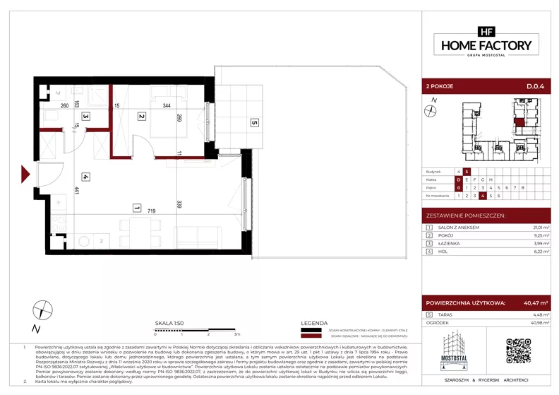2 pokoje, mieszkanie 40,47 m², parter, oferta nr D.0.4, Home Factory etap V, Warszawa, Praga Północ, Pelcowizna, ul. Kotsisa