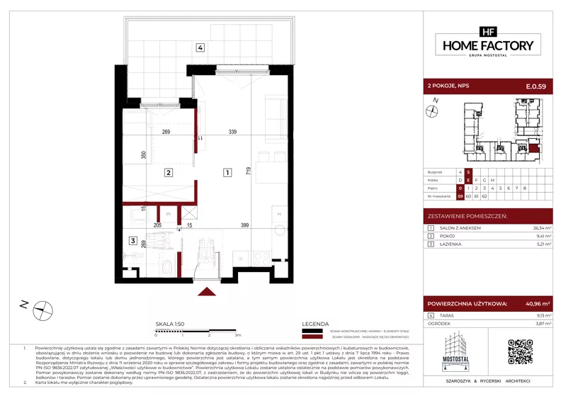 2 pokoje, mieszkanie 40,96 m², parter, oferta nr E.0.59, Home Factory etap V, Warszawa, Praga Północ, Pelcowizna, ul. Kotsisa