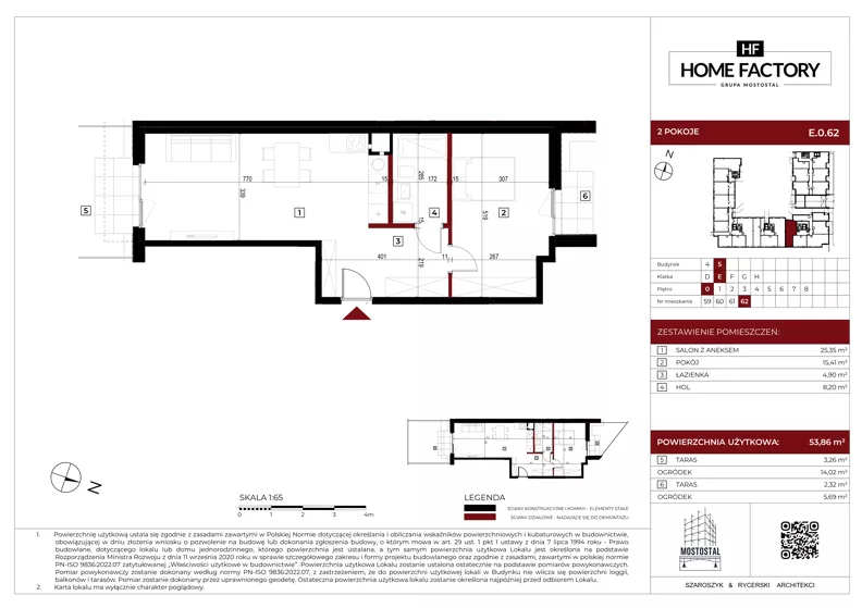 2 pokoje, mieszkanie 53,86 m², parter, oferta nr E.0.62, Home Factory etap V, Warszawa, Praga Północ, Pelcowizna, ul. Kotsisa