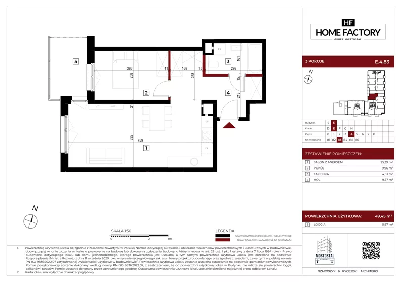 2 pokoje, mieszkanie 49,45 m², piętro 4, oferta nr E.4.83, Home Factory etap V, Warszawa, Praga Północ, Pelcowizna, ul. Kotsisa