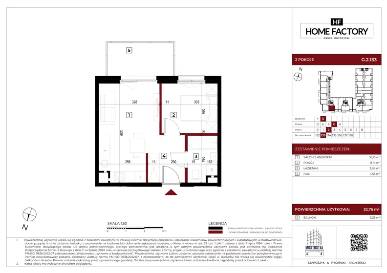 2 pokoje, mieszkanie 32,76 m², piętro 2, oferta nr G.2.133, Home Factory etap V, Warszawa, Praga Północ, Pelcowizna, ul. Kotsisa