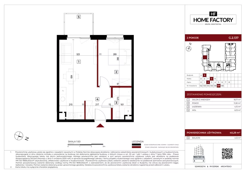 2 pokoje, mieszkanie 40,29 m², piętro 2, oferta nr G.2.137, Home Factory etap V, Warszawa, Praga Północ, Pelcowizna, ul. Kotsisa