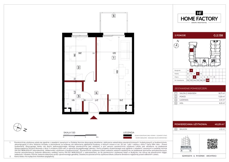 2 pokoje, mieszkanie 40,29 m², piętro 2, oferta nr G.2.138, Home Factory etap V, Warszawa, Praga Północ, Pelcowizna, ul. Kotsisa