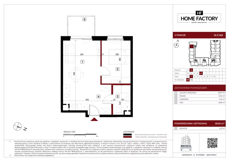 2 pokoje, mieszkanie 39,60 m², piętro 1, oferta nr H.1.145, Home Factory etap V, Warszawa, Praga Północ, Pelcowizna, ul. Kotsisa