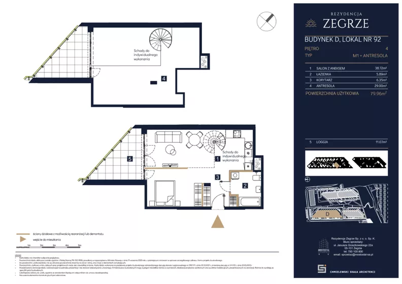 3 pokoje, mieszkanie 79,96 m², piętro 4, oferta nr D92, Rezydencja Zegrze III, Zegrze, ul. Groszkowskiego 22A