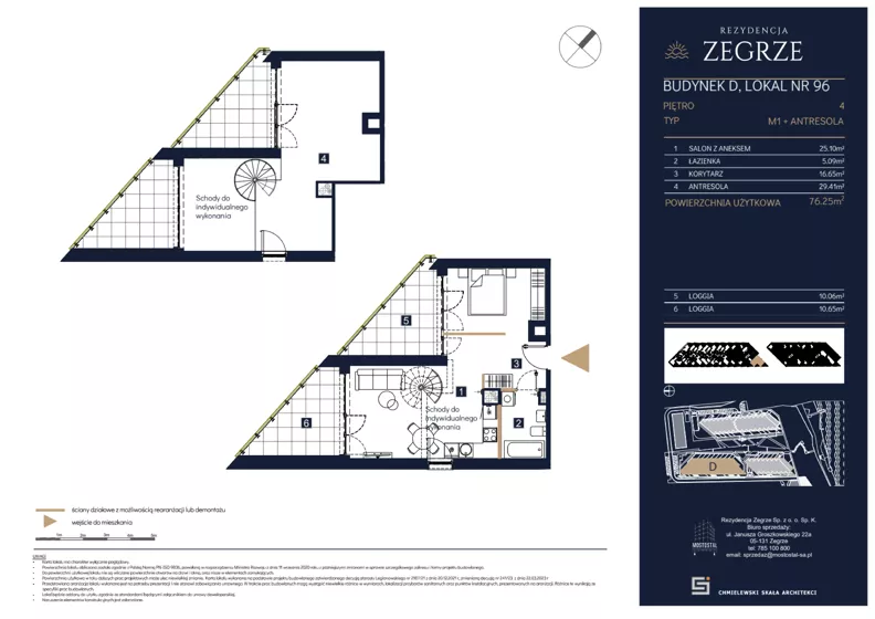3 pokoje, mieszkanie 76,25 m², piętro 4, oferta nr D96, Rezydencja Zegrze III, Zegrze, ul. Groszkowskiego 22A