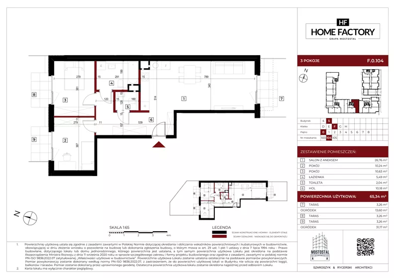 3 pokoje, mieszkanie 65,34 m², parter, oferta nr F.0.104, Home Factory etap V, Warszawa, Praga Północ, Pelcowizna, ul. Kotsisa