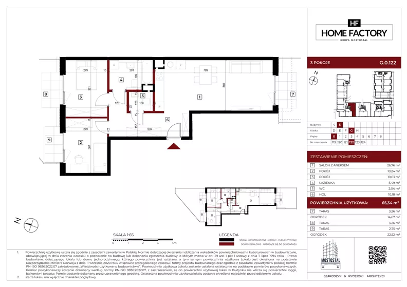 3 pokoje, mieszkanie 65,34 m², parter, oferta nr G.0.122, Home Factory etap V, Warszawa, Praga Północ, Pelcowizna, ul. Kotsisa