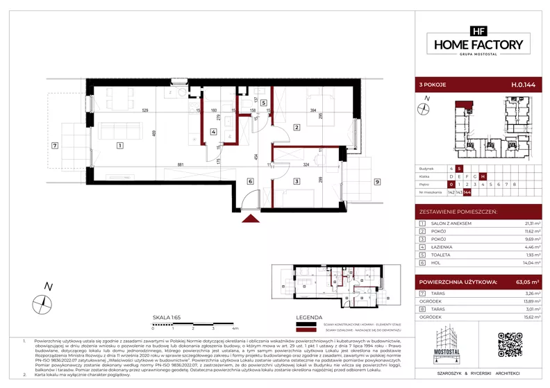 3 pokoje, mieszkanie 63,05 m², parter, oferta nr H.0.144, Home Factory etap V, Warszawa, Praga Północ, Pelcowizna, ul. Kotsisa