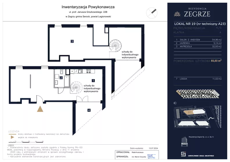 4 pokoje, mieszkanie 93,03 m², piętro 4, oferta nr A23, Rezydencja Zegrze II, Zegrze, ul. Groszkowskiego 22A
