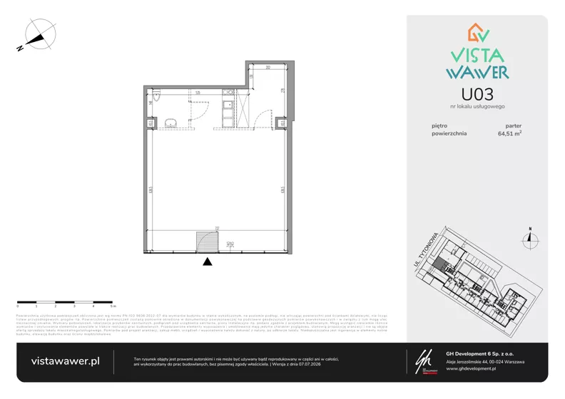 Lokal użytkowy 64,51 m², oferta nr U03, Vista Wawer - lokale użytkowe, Warszawa, Wawer, Gocławek, ul. Tytoniowa 20