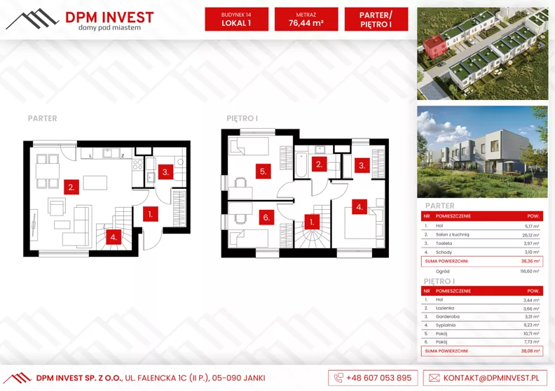 Dom 76,44 m², oferta nr M.14/1, Osiedle Zakątek Nadrzeczna, Wólka Kosowska, ul. Nadrzeczna