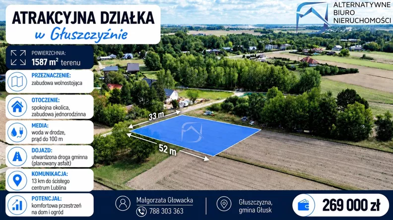 Działka 1 587,00 m², oferta nr , LER-GS-3652, Głusk, Gościnna