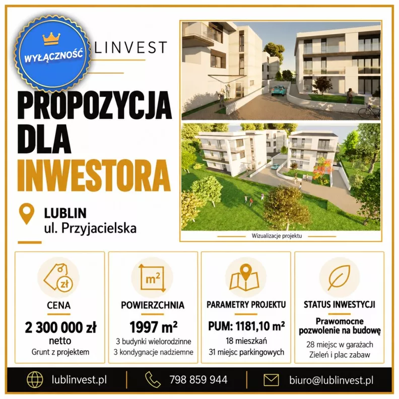 Działka 1 997,00 m², oferta nr , LER-GS-3691, Lublin, Przyjacielska