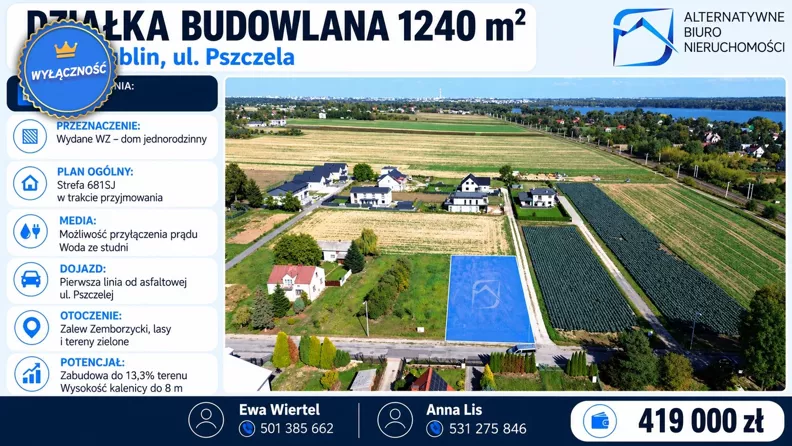 Działka 1 240,00 m², oferta nr , LER-GS-3671, Lublin, Pszczela