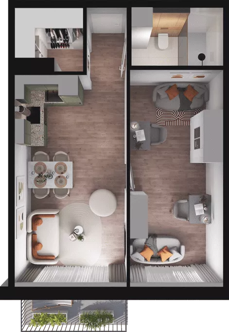 2 pokoje, mieszkanie 50,76 m², piętro 1, oferta nr A14, Dobka, Warszawa, Białołęka, Brzeziny, ul. Dobka z Oleśnicy 25