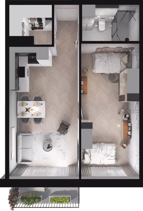 2 pokoje, mieszkanie 50,76 m², piętro 1, oferta nr A14, Dobka, Warszawa, Białołęka, Brzeziny, ul. Dobka z Oleśnicy 25