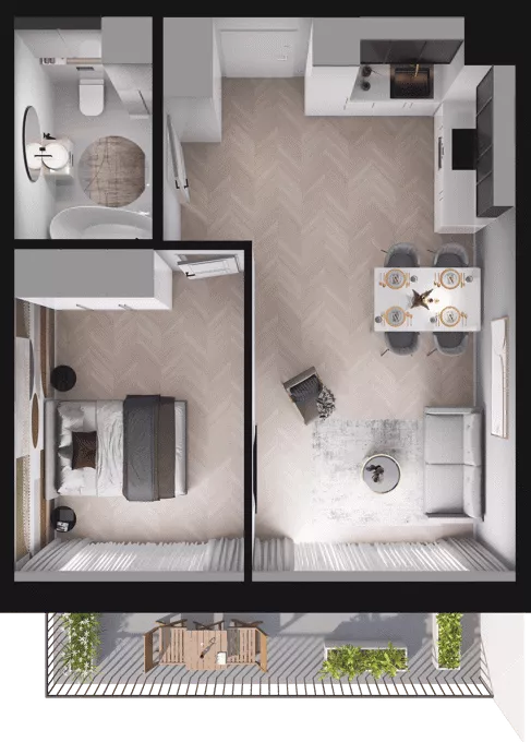 2 pokoje, mieszkanie 43,04 m², piętro 1, oferta nr A15, Dobka, Warszawa, Białołęka, Brzeziny, ul. Dobka z Oleśnicy 25