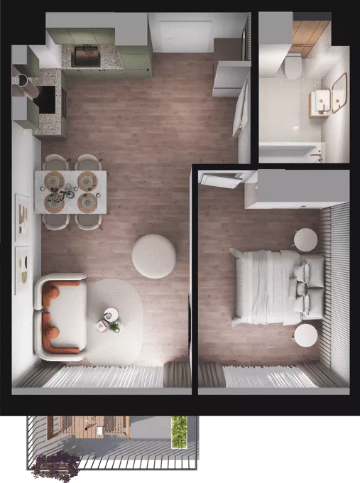 2 pokoje, mieszkanie 42,84 m², piętro 1, oferta nr B16, Dobka, Warszawa, Białołęka, Brzeziny, ul. Dobka z Oleśnicy 25