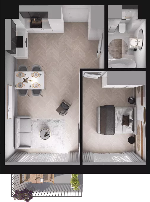 2 pokoje, mieszkanie 42,84 m², piętro 1, oferta nr B16, Dobka, Warszawa, Białołęka, Brzeziny, ul. Dobka z Oleśnicy 25