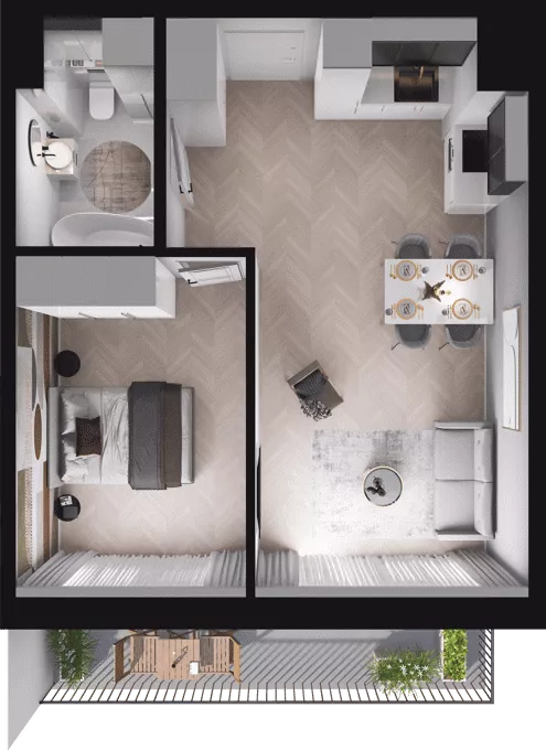 2 pokoje, mieszkanie 42,56 m², piętro 2, oferta nr B28, Dobka, Warszawa, Białołęka, Brzeziny, ul. Dobka z Oleśnicy 25