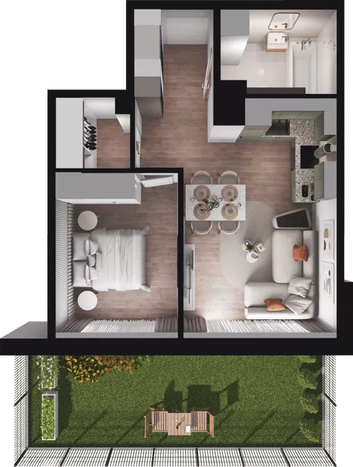 2 pokoje, mieszkanie 40,89 m², parter, oferta nr D03, Dobka, Warszawa, Białołęka, Brzeziny, ul. Dobka z Oleśnicy 25