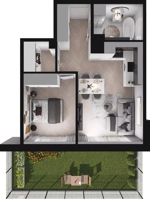 2 pokoje, mieszkanie 40,89 m², parter, oferta nr D03, Dobka, Warszawa, Białołęka, Brzeziny, ul. Dobka z Oleśnicy 25