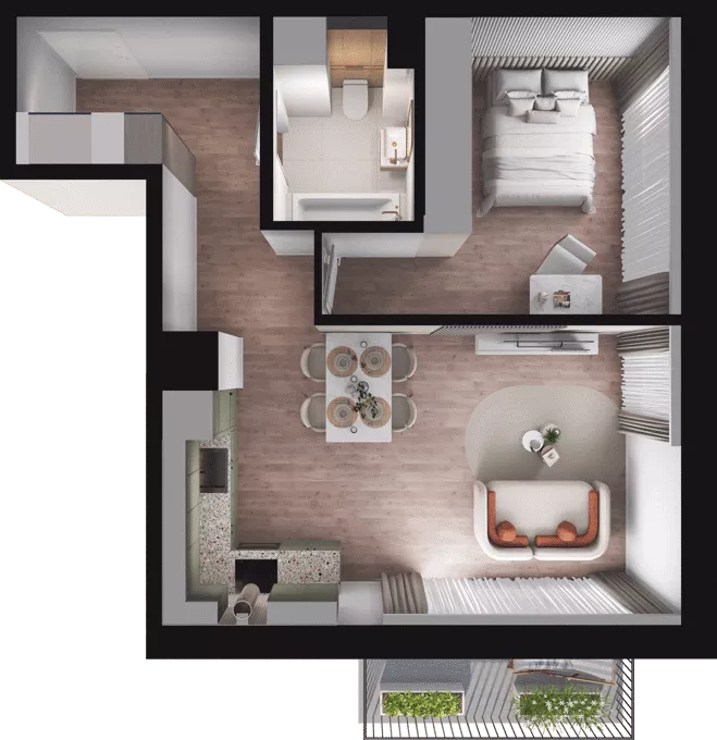 2 pokoje, mieszkanie 47,66 m², piętro 1, oferta nr D14, Dobka, Warszawa, Białołęka, Brzeziny, ul. Dobka z Oleśnicy 25