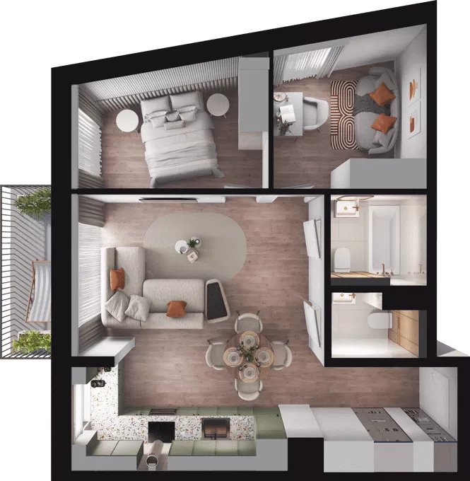 3 pokoje, mieszkanie 53,23 m², piętro 2, oferta nr A31, Dobka, Warszawa, Białołęka, Brzeziny, ul. Dobka z Oleśnicy 25