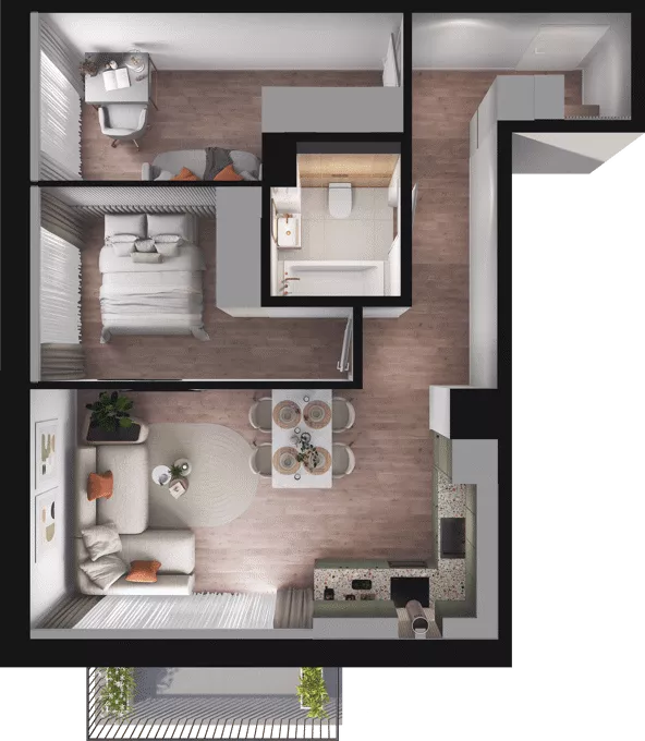 3 pokoje, mieszkanie 52,64 m², piętro 1, oferta nr B14, Dobka, Warszawa, Białołęka, Brzeziny, ul. Dobka z Oleśnicy 25