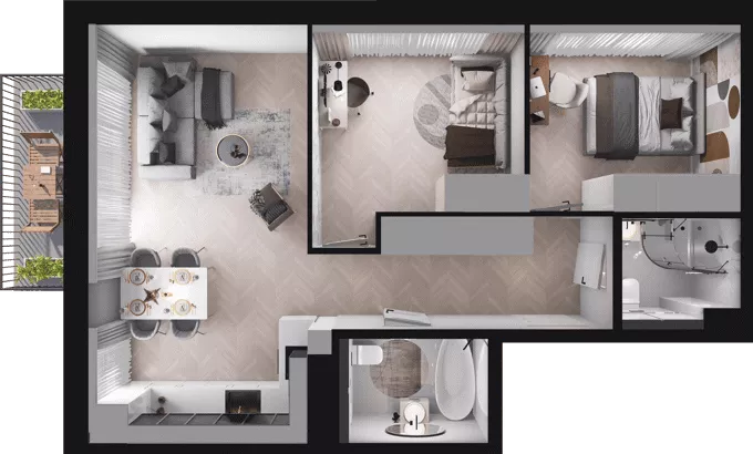 3 pokoje, mieszkanie 57,59 m², piętro 2, oferta nr B23, Dobka, Warszawa, Białołęka, Brzeziny, ul. Dobka z Oleśnicy 25