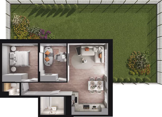 3 pokoje, mieszkanie 55,11 m², parter, oferta nr D06, Dobka, Warszawa, Białołęka, Brzeziny, ul. Dobka z Oleśnicy 25