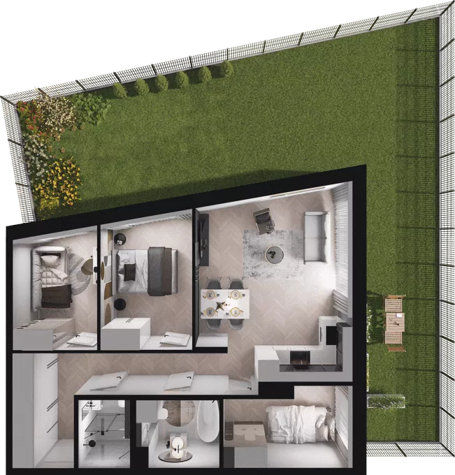 4 pokoje, mieszkanie 66,36 m², parter, oferta nr A07, Dobka, Warszawa, Białołęka, Brzeziny, ul. Dobka z Oleśnicy 25