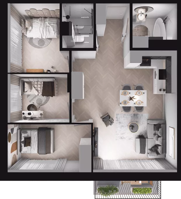 4 pokoje, mieszkanie 67,11 m², piętro 2, oferta nr A23, Dobka, Warszawa, Białołęka, Brzeziny, ul. Dobka z Oleśnicy 25