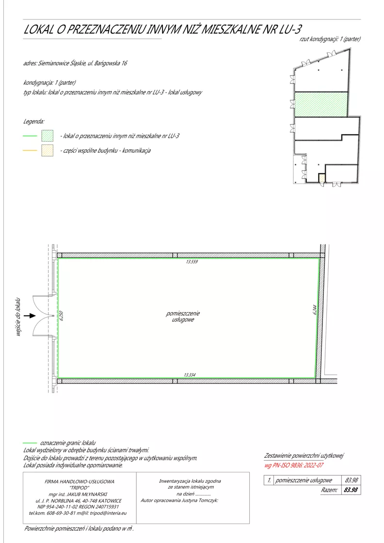 Lokal użytkowy 83,98 m², oferta nr LU3, Nowy Bańgów - lokale użytkowe, Siemianowice Śląskie, Przełajka, ul. Bańgowska