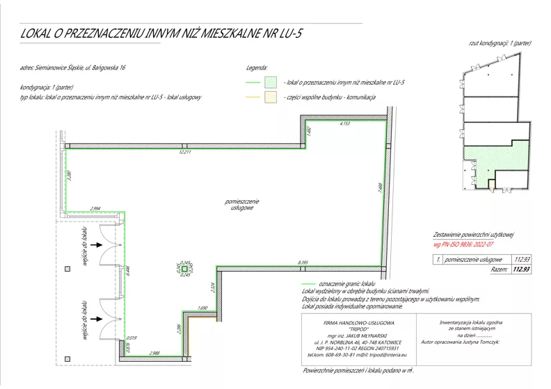Lokal użytkowy 112,93 m², oferta nr LU5, Nowy Bańgów - lokale użytkowe, Siemianowice Śląskie, Przełajka, ul. Bańgowska